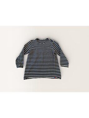 KULE The Boyfriend Navy Blue White Striped Crewneck Top Size Small